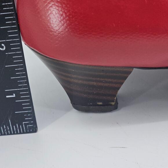 Vintage 1960's Red Brogue Style Wingtip Mary Jane Pump Heels Shoe Women's 8 B AA - Picture 10 of 11